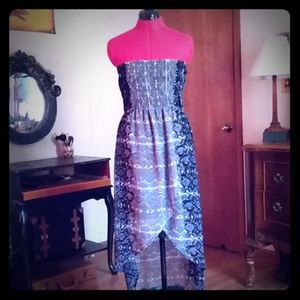 ANGIE Blue High-Low Tube Top Dress